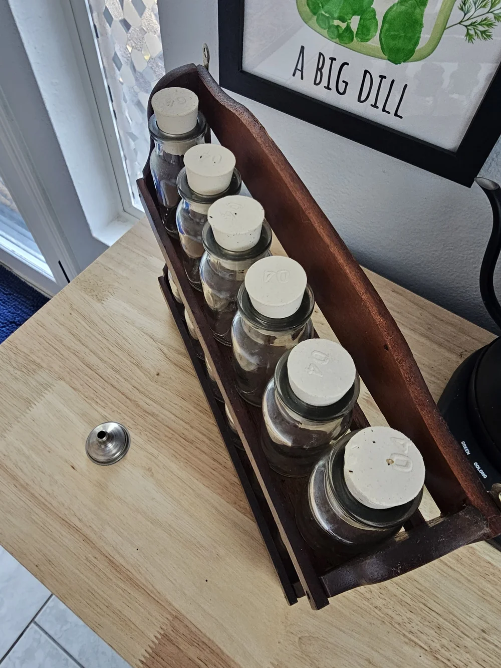 Wooden Countertop Spice Rack with 12 Glass Jars - Brown